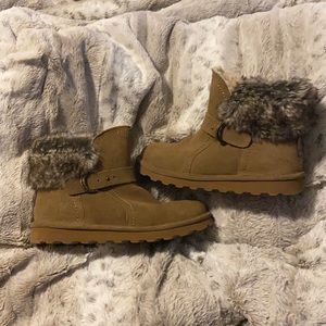 Bearpaw fur boots.